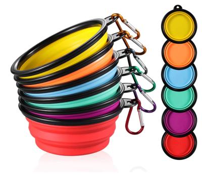 China Sustainable Travel Portable Pet Feeding Silicone Folding Slow Feeder Waterproof Collapsible Water Bowls Collapsible Dog Bowl for sale