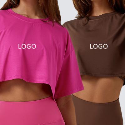 China Camisetas De Mujer Rayon Yoga Fitness Loose Fit Soft Soft QUICK DRY Sports Crop Top Recycle Leisure Oversized Women's T-Shirt for sale