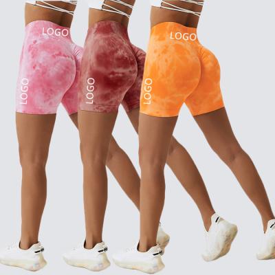 China Damen Hose Kurz Sporty Shorts Custom Logo Waist Gaiters Fit Dye Link Crac! crack! Breathable Gym Seamless Tight High Workout Butt for sale