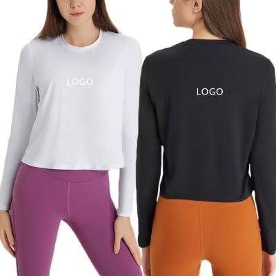 China Camisetas Deportivas Tops Women Leisure Fitness T-Shirt Long Sleeve Soft Yoga Skin-Friendly QUICK DRY Quick Dry Running Fitness T-Shirt Custom for sale