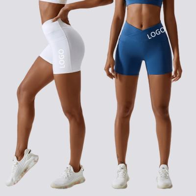 China Breathable Custom Butt Women Tights Women Yoga Waistband Fitness Yoga Waistband Logo Nylon Elastane V Logo Gym Pantalones Cortos Tight Sporting Shorts Crac! crack! for sale