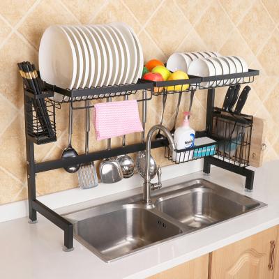 China Sustainable Expandable Multifunctional Stainless Steel Kitchen Storage Organizer Over Sink Dish Drying Rack for sale