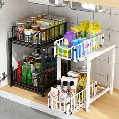 China Universal Metal Kitchen Organizer Rack Home Viable Storage Under Sink Rack for sale