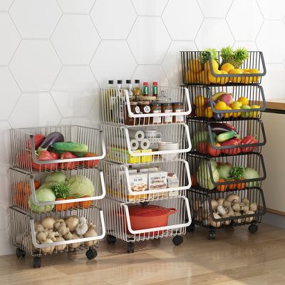 China Multifunctional Hot Selling Viable Amazon Fruit Vegetable Basket Organizer Kitchen Storage Rack for sale