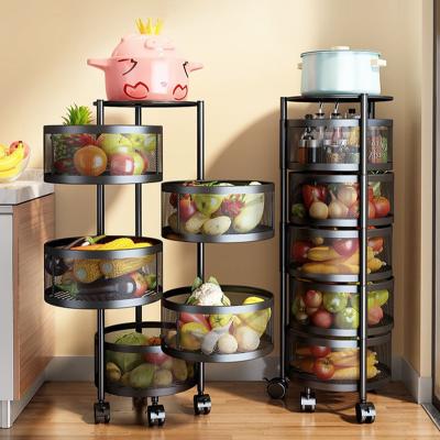 China Viable rotating shelf 360 degree drawer 3/4/5 layer multifuncitonal metal kitchen steel rack for sale