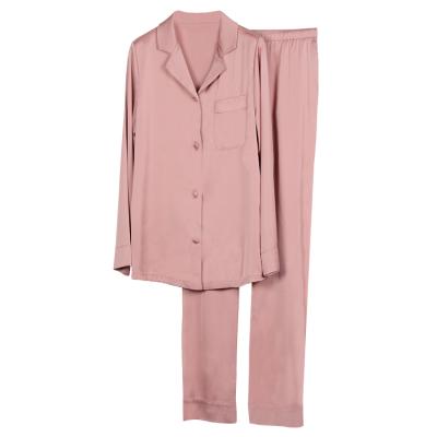 China Wholesale Breathable 2 Colors Women Satin Pajamas Set Long Sleeve Fashion Silk Pajamas Women for sale