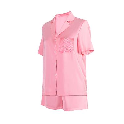 China Breathable Women 2 Pieces Short Sleeve Pajama Lounge Wear Solid Color For Homewear Pajamas for sale