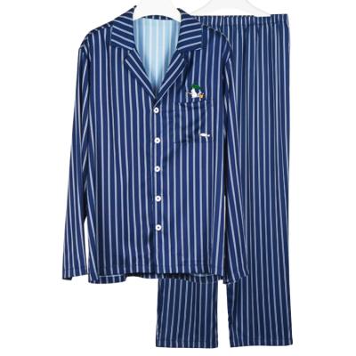 China 2020 New Products QUICK DRY Mens Pajama Set Stripe Shirt Satin Silk Pajamas For Men for sale