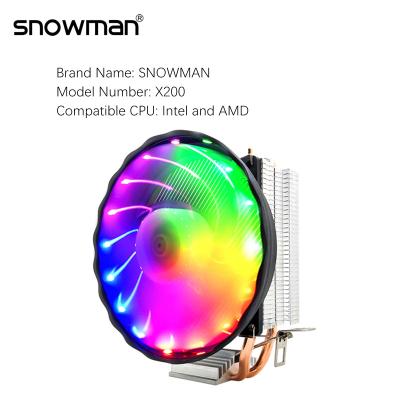 China Quiet Processor SNOWMAN 2 Heat Pipes CPU Cooler RGB 120mm PWM 4Pin i5 PC For International for sale