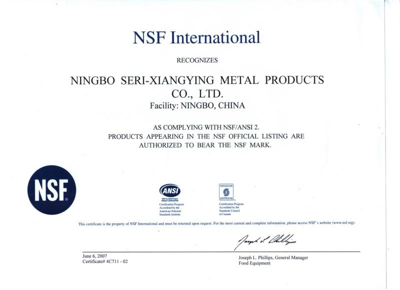 NSF - Ningbo Seri-Xiangying Metal Products Co., Ltd.