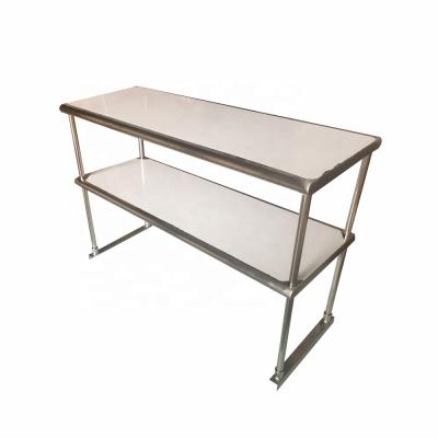 China Restaurant Hotel Cafe Hotel Club NSF Certified Heavy Duty Stainless Steel Double Overshelf Top Work Table For Restaurant Kitchen OEM ODM Accepted for sale