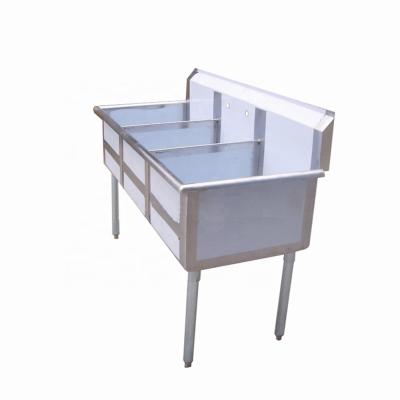 China Without Faucet Commercial Stainless Steel Sinks, Rectangular Stainless Steel Sink Bowels, Three Compartment Sink for sale