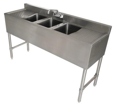 China Without Faucet NSF Approval Stainless Steel Four Tub Bar Sink With 3