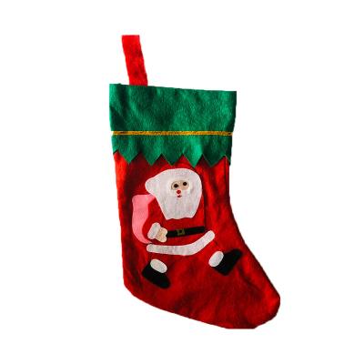 China 2021 High Quality Pattern Santa Low Price Red And Green Decoration Christmas Red And Green Socks 30cm*23cm for sale