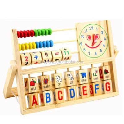 China Baby Toy Montessori Wood Color Face Clock Calculating Early Childhood Education Kindergarten Kids Smiling Practicing Toys Set for sale