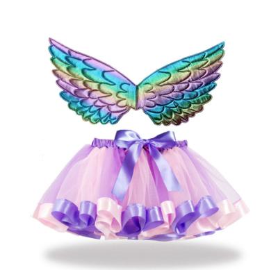 China Party Princess Tutu Skirt Baby Girls Summer Clothes Rainbow Kids Party Tutu Girl Skirts Kids Mini Petti Colorful Wings for sale