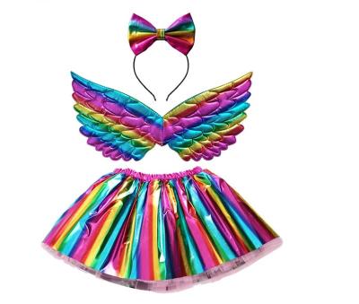 China High Quality Polyester Tutu Fancy Skirt with Wing and Headband Little Girl Role Play Party Fairy Princess Dress for sale