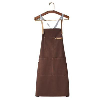 China H type back cross Wholesale Canvas Fabric Nice Design Adults Apron Cheap Price Canvas Apron With Logo Customized Hairdresser Milk Tea Shop Apron for sale