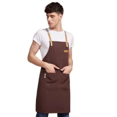 China H type back cross Adult Custom Logo Print Sublimation Blank Black Cotton Canvas Non-woven Fabric Cleaning Bbq Kitchen Chef Apron for sale