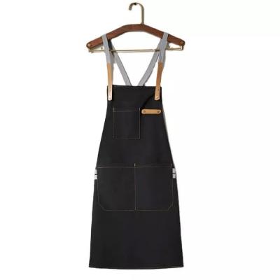 China H type back cross Adjustable Custom Print Logo Design Cotton Polyester Pure Color Black Cooking Food Man Women Garden Bib Chef Kitchen Apron for sale