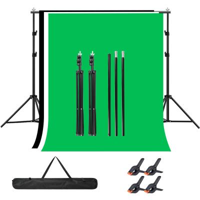 China 2*3m Photography Studio Background Stand Portable Foldable Professional Stand System with 2*3m Green Muslin Backdrop Stand Kit Black White for sale