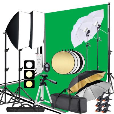 China Photography Service 6.5 x 10 ft Background Stand Umbrella Soft Light Kit with Backdrop Cloth, LED Bulb, Reflector for Photography Studio for sale