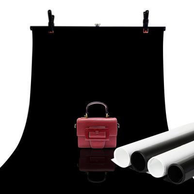 China SOLID COLOR 60*100cm Black And White PVC Matte Reflective Dual Side Photography Backdrop For Video Photo Studio for sale