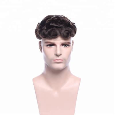 China Handtied Breathable 100% Swiss Full Lace Superfine Human Hair Toupee For Bald Men for sale