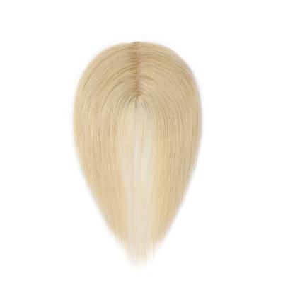 China Low Piece Silk Topper Real Human Hair Toupee For Women, Closure #613 Handtied Blonde Hair Wig For Thinning Hair for sale