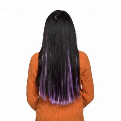 China Silky Straight Wave High Temperature Fiber Synthetic Highlight Streaks Hair Extensions for sale