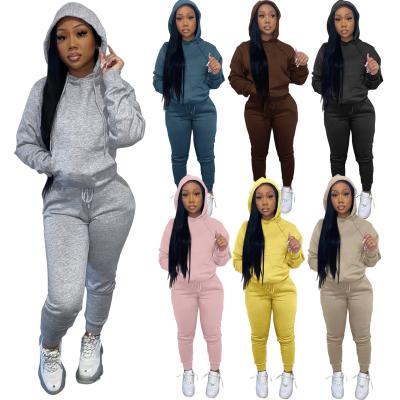 China Autumn And Winter Casual Suit Women's Popular Breathable Solid Color Hoodie Sportswear Sweatshirt Set for sale