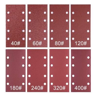 China 93x185mm Aluminum Oxide Aluminum Oxide Hook and Loop 8-Hole 40-1000 Grit Sandpaper for Orbital Sander for sale