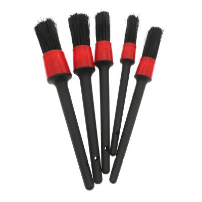 China 5 Different Sizes Premium Natural Detailing Cleaning Brush Boar Hair Mixed Fiber Plastic Handle Detail Brushes For Cleaning for sale