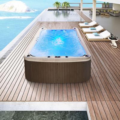 China Acrylic Pool 10 Person Swim Spa Freestanding Deep 1.45m Above Ground Swimming Pool Fiberglass Rectangular for sale