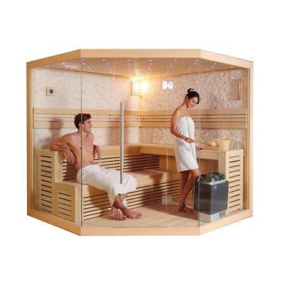 China Computer control panel HS-SR1101A wooden sauna box, sauna corner house, 2 person sauna dry room for sale