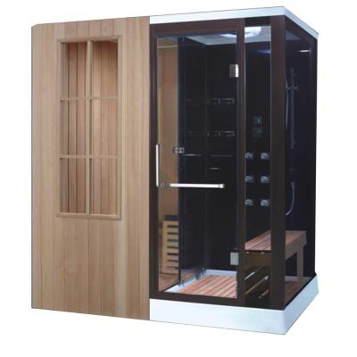 China With Wooden Crosshead Windows dtove Sauna Boiling Water Bath Dry Shower/Sliding Door Sauna Room Steam Ozone Dry Sauna 6kw for sale