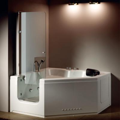 China HS-EB013A Single Skirt 1.35m Length With High Glass Door Walk In Tub Shower for sale