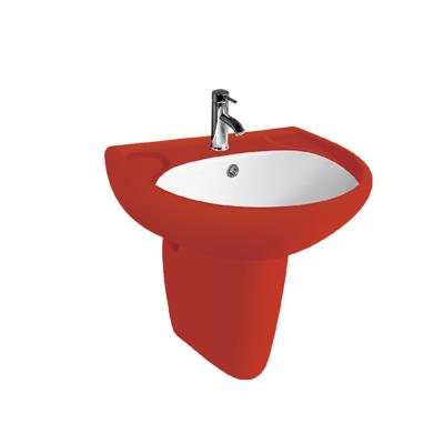 China Modern small sinks for bathrooms, red color pedestal sink, art color washbasin sink for sale