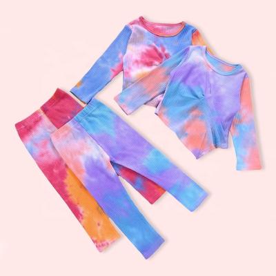 China Kids Clothes T-shirt Clothing 2021 New Casual Irregular Toddler Girls Panty Set Designers Tie Dye Printed Little Girls Fashion Outfits for sale