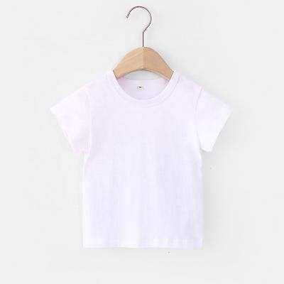 China 2021 Summer Loose Cotton Breathable Shirts 100% Plain White Unisex Boys Tee Sublimation Kids Boys T-Shirts for sale