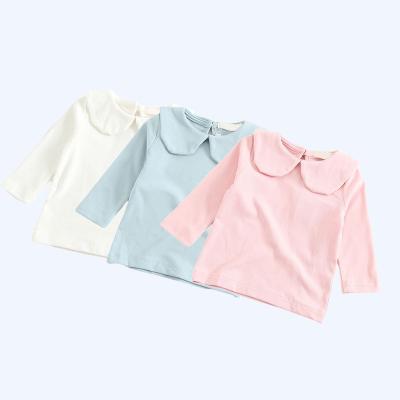 China 2021 Kids Clothing Boutique Infant Cotton Shirt Breathable 100% Girls Small 0-24 Months Peter Pan White Collar Cute Baby Clothes for sale