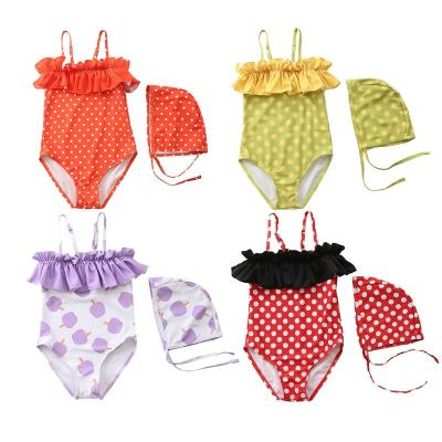 China Removable Padded 2022 New Designer Girl Swimwear Infant Swimwear Cute One Piece Kids Teen Girls With Hat Ruffled Sexy Swimwear For Kids for sale