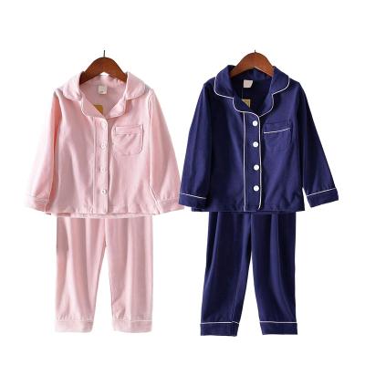 China Big Girls Thermal Boutique Kids Children Pajamas Button Up Sleepwear 100% Cotton 2pcs Matching Sibling Set Blank Soft Kids Pajamas for sale