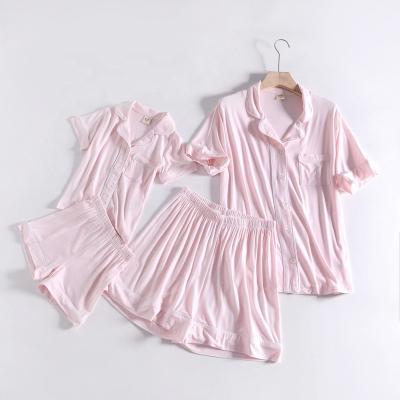 China 2022 Breathable Simple Soft Pink Baby Girl Shorts Designer Sleepwear RUNNING Kids Toddler Girls Bamboo Pajamas Set for sale