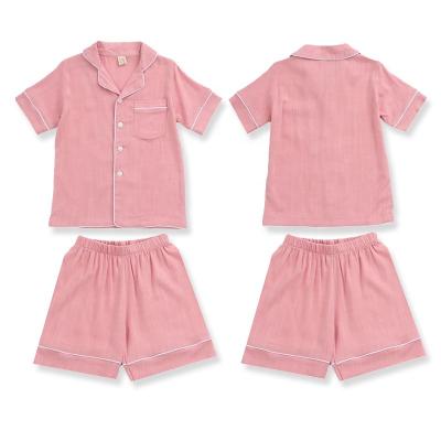 China QUICK DRY Two Pieces Kids Pajamas Set Cotton Canvas Toddler Girl Living Room Set Running RTS Kids Summer Cute Soft Pajamas for sale