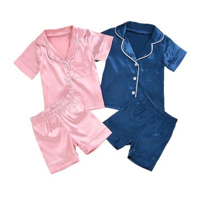 China 2021 2 piece silk pajama set QUICK DRY satin designer pajama shorts summer toddler toddler pajamas set loungewear for sale