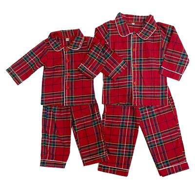 China 100% Soft Customized Thermal Tartan Kids Pajamas Toddler Baby Kids Christmas Sleepwear Cotton Boys Pajamas Set 2021 for sale