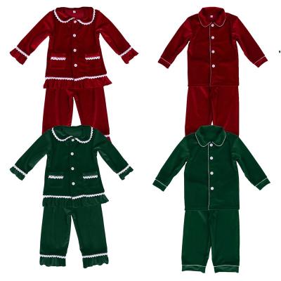 China 2021 QUICK DRY low moq RTS kids girls velor pajamas christmas pajamas lounge set girls use soft fashion velor kids thermal pajamas for sale