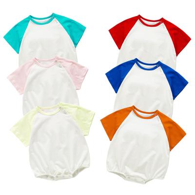 China 100% Newborn Simple Casual Romper Baby Clothes Latest Design Summer Cotton White Raglan Short Sleeve Toddler Baby Clothes for sale