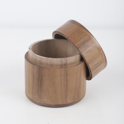 China Multifunctional Spice Box Creative Round Kitchen Antique Stained Tea Storage Boxes Bamboo Wooden Lacquer for sale